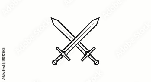 Crossed swords in a bold, hand-drawn sketch style on a white background