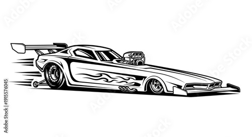 Dragster Racing Car Speed Illustration.