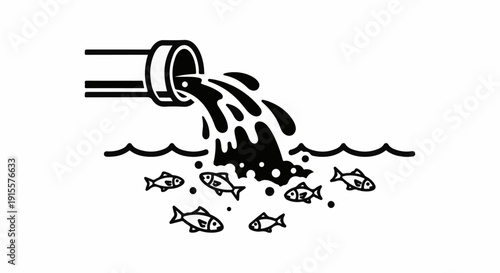 Discharge from pipe into water with fish