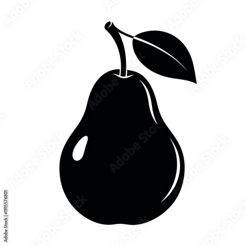Black silhouette pear icon with leaf simple fruit symbol