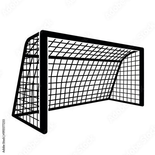 Black soccer goal net for sports and football related concepts and designs