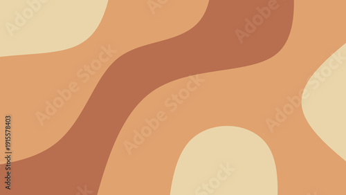 Abstract boho background with organic fluid shapes in earth tones in terracotta, brown and cream. Minimalist wavy background.