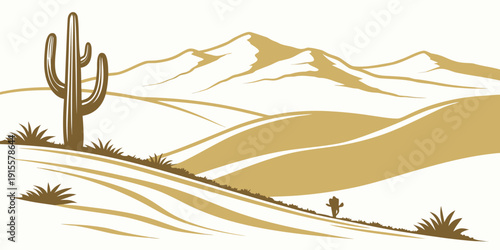 A solitary cactus stands tall in the vast expanse of a desert landscape.