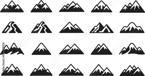 Variety of Mountain Peak Icons mountains summit