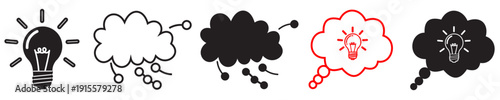Abstract light bulb and thought bubble illustrations