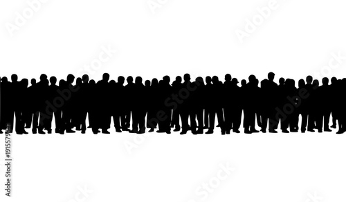 Large Crowd of People Standing Silhouettes Social Community Concept Vector