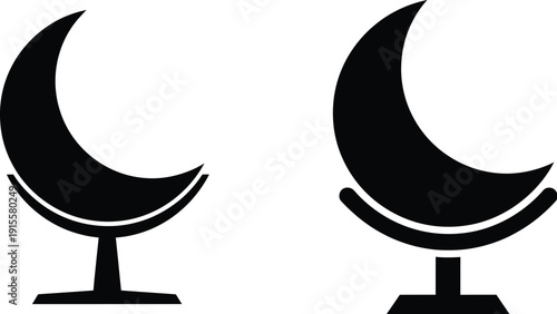 Ramadan crescent moon vector icons for islamic celebrations and holy month
