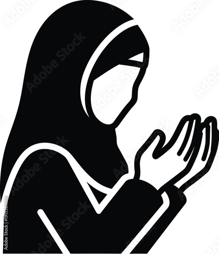 Ramadan vector illustration of a muslim woman in prayer