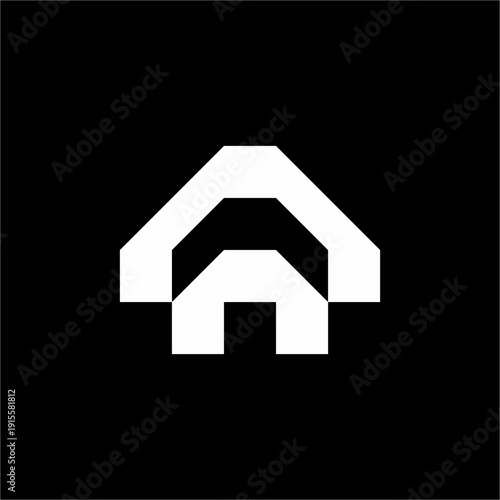 Bold black "AA" monogram. A modern, futuristic, and architectural brand identity with sharp lines.