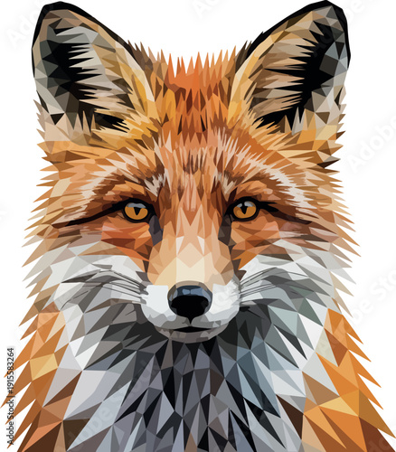 Geometric fox portrait low poly art animal