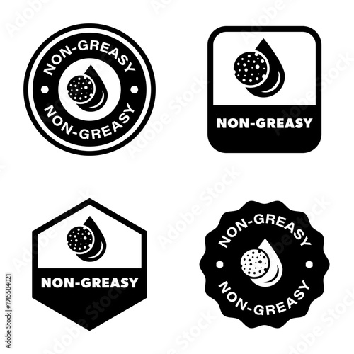 Non Greasy - vector product sticker with icon.