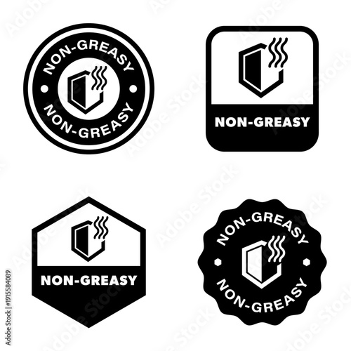 Non Greasy - vector label for cosmetics product.