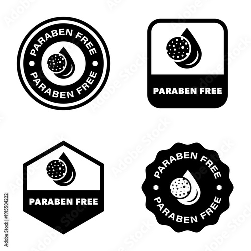 Paraben free vector icon and label for package design.