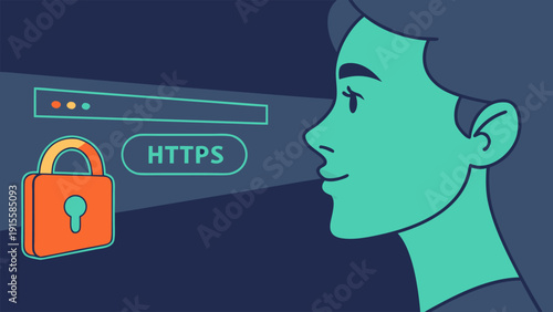 Focused www text and padlock on LCD screen, symbolizing cybersecurity, encryption, and safe online communication. 3D illustration.