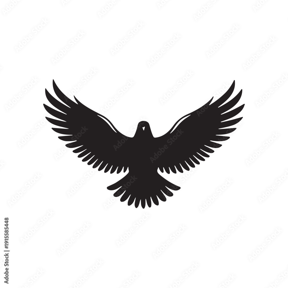 Fototapeta premium Eagle Bird Silhouette With Spread Wings Isolated