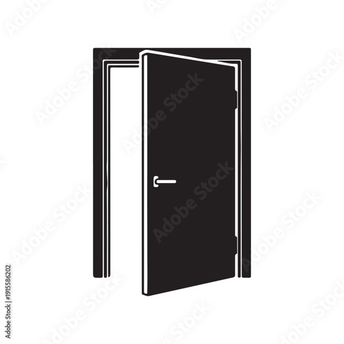 Open door icon silhouette vector illustration