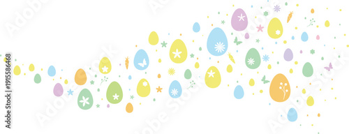 Cute colorful vector eggs wave banner, Easter day clip art element isolated