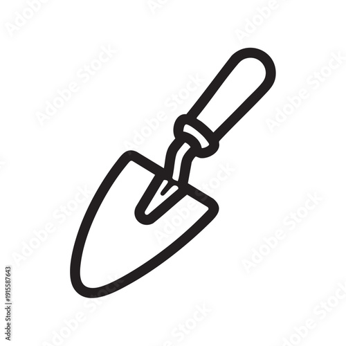 Simple line illustration of a trowel isolated on a plain background from a straightforward viewpoint