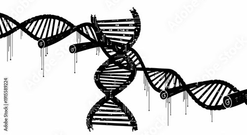 Abstract DNA helix structure with frozen elements, representing scientific research and cold chain