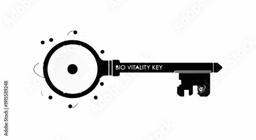 Abstract key symbolizing bio vitality and unlocking potential with glowing energy