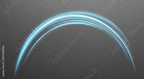 Glowing blue light trails forming an arc shape