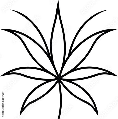 Black Outline Cannabis Leaf Vector Illustration