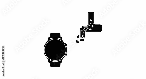 Modern smartwatch receiving data stream from digital pipe