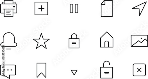 set of icons for web design Basic user interface icon set, Ux/Ui Icons . Mega set of outline icons in trendy thin line style. for app, web, website icon collection. editable stroke Minimal outline use