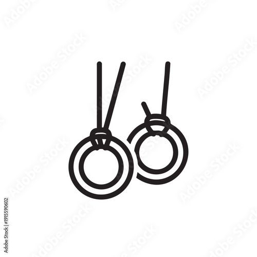 Simple black and white illustration of two rings hanging from straps