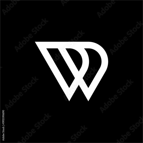 Minimalist diagonal lines create a high-tech "DW or WD" mark with elegant symmetry and modern appeal.