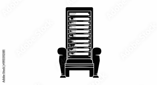 Abstract representation of a high chair with horizontal bars, suggesting progress or loading.