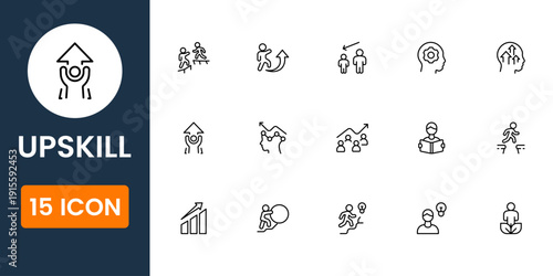 Digital Learning and E-learning Upskill Icons for Online Education Webinar Courses Virtual Classroom and Academic Knowledge Expansion Graphics