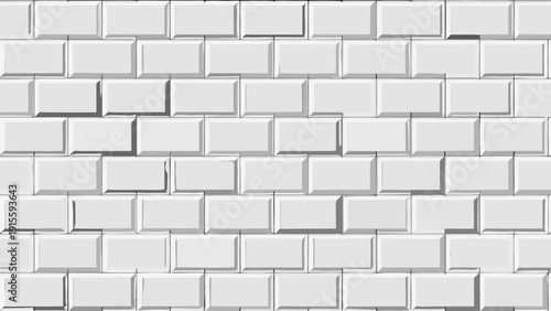 Close up of a white subway tile wall with visible grout lines