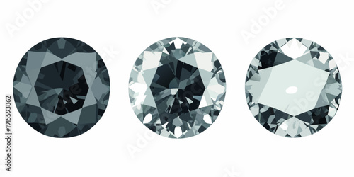 Three oval cut diamonds displayed with varying levels of clarity and brilliance