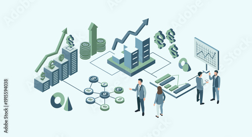 A minimalist illustration evokes financial growth and success, ideal for business presentations or marketing materials.