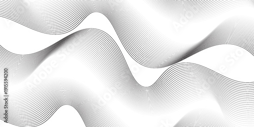 Elegant abstract design featuring monochrome wavy fine lines intertwined against a white background. vector