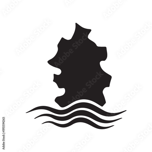 Silhouette of person in water waves
