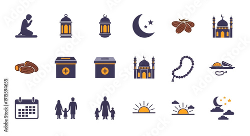 Collection of Islamic Symbols and Icons.