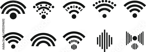 Wifi signal strength icons set