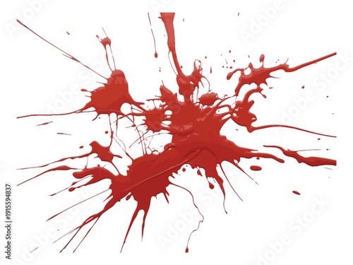 Realistic red blood splash on transparent background liquid splatter stain element messy drip design abstract shape artistic concept illustration