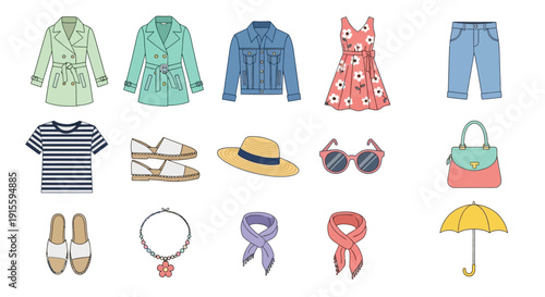 Fashion Accessories and Clothing Items Arranged Together.