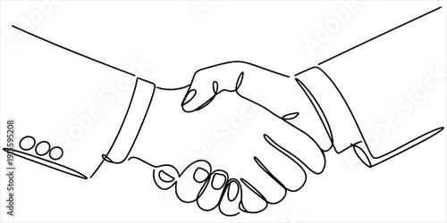 Business Handshake Agreement Partnership Deal Single Line Drawing Stock Media