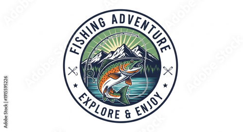 Fishing Adventure Logo Design Emblem.