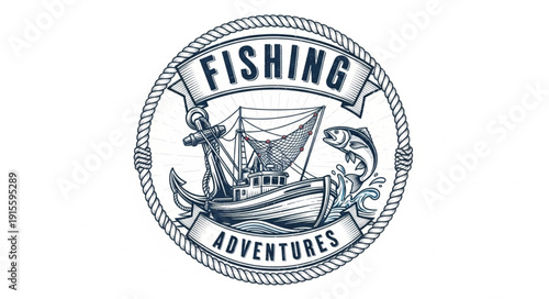 Fishing Adventures Logo Design Element.