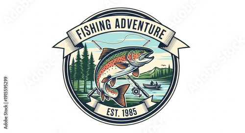 Fishing Adventure Logo Design Illustration.