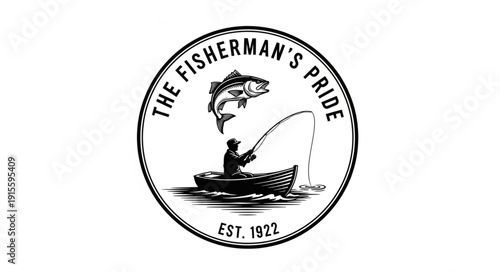 Fisherman Logo Illustration Vintage Style.