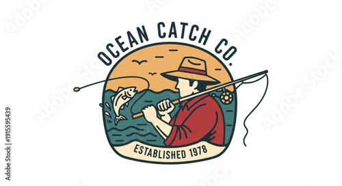 Fisherman Logo Ocean Catch Company.