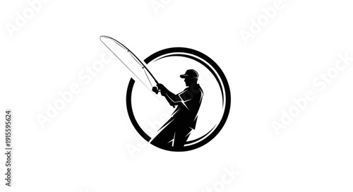 Fisherman Silhouette Logo Design Element.