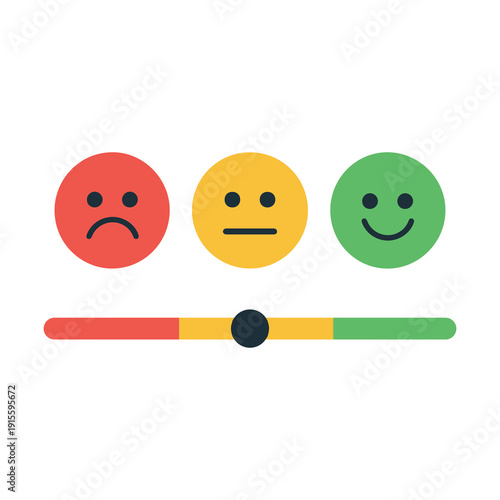 Colorful emoji faces showing moods with adjustable slider for feedback