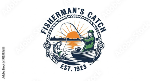 Fishermans Catch Logo Design Element.